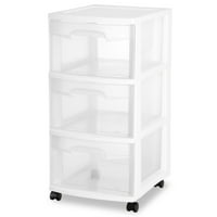 Deals on Sterilite 3 Drawer Cart, White with Clear Drawers