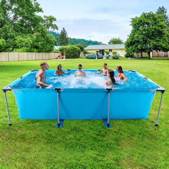 10FT Large Swimming Pool Framed Rectangle Above Ground Durable  Easy to Assemble for Endless Water Play