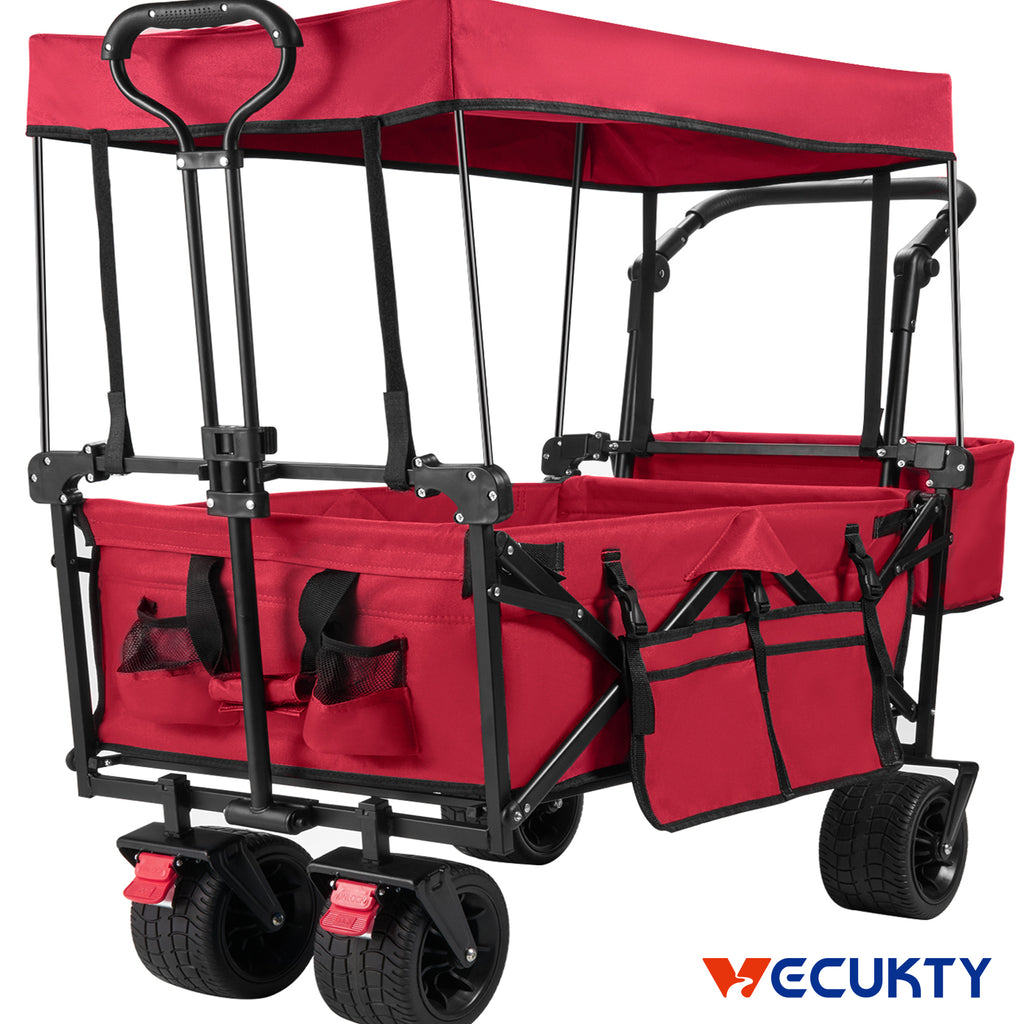 Deals on Vecukty Collapsible Garden Wagon Cart with Removable Canopy