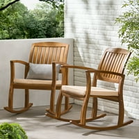Deals on Noble House Dewitt Outdoor Acacia Rocking Chair Set of 2
