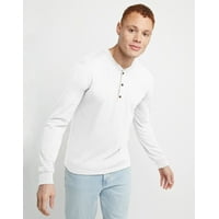 Deals on Hanes Originals Mens Ringspun Cotton Three Button Henley Shirt