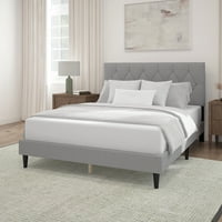 Deals on Mainstays Hillside Diamond Tufted Upholstered Queen Platform Bed