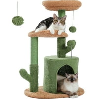 Deals on PAWZ Road 32-in Cactus Cat Tree Tower with Cat Condo Perch