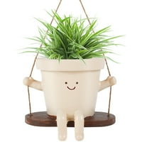 Deals on Tcwhniev Swing Planter Pot Smile Face Swing Flowers Pot